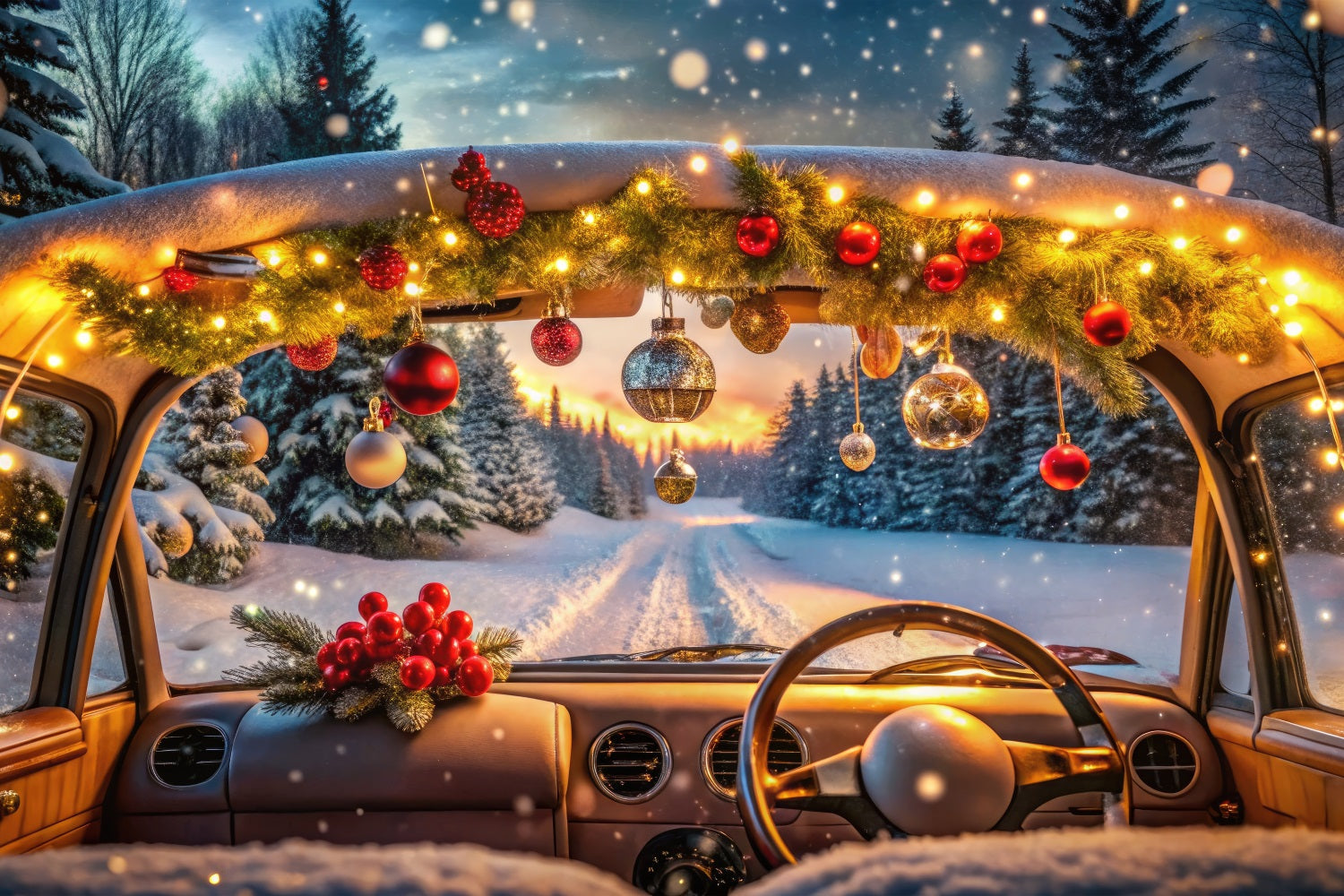 Sfondo Foresta Invernale Decorazioni Natalizie Sfondo Innevato BRP11-480