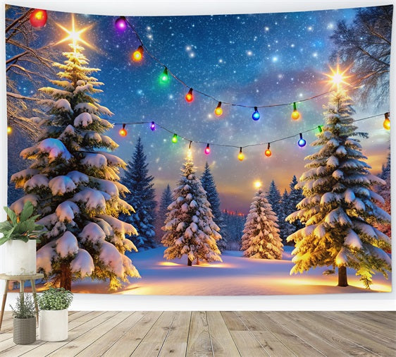 Scene Di Sfondo Invernale Luci Colorate Sfondo Di Alberi Innevati BRP11-485