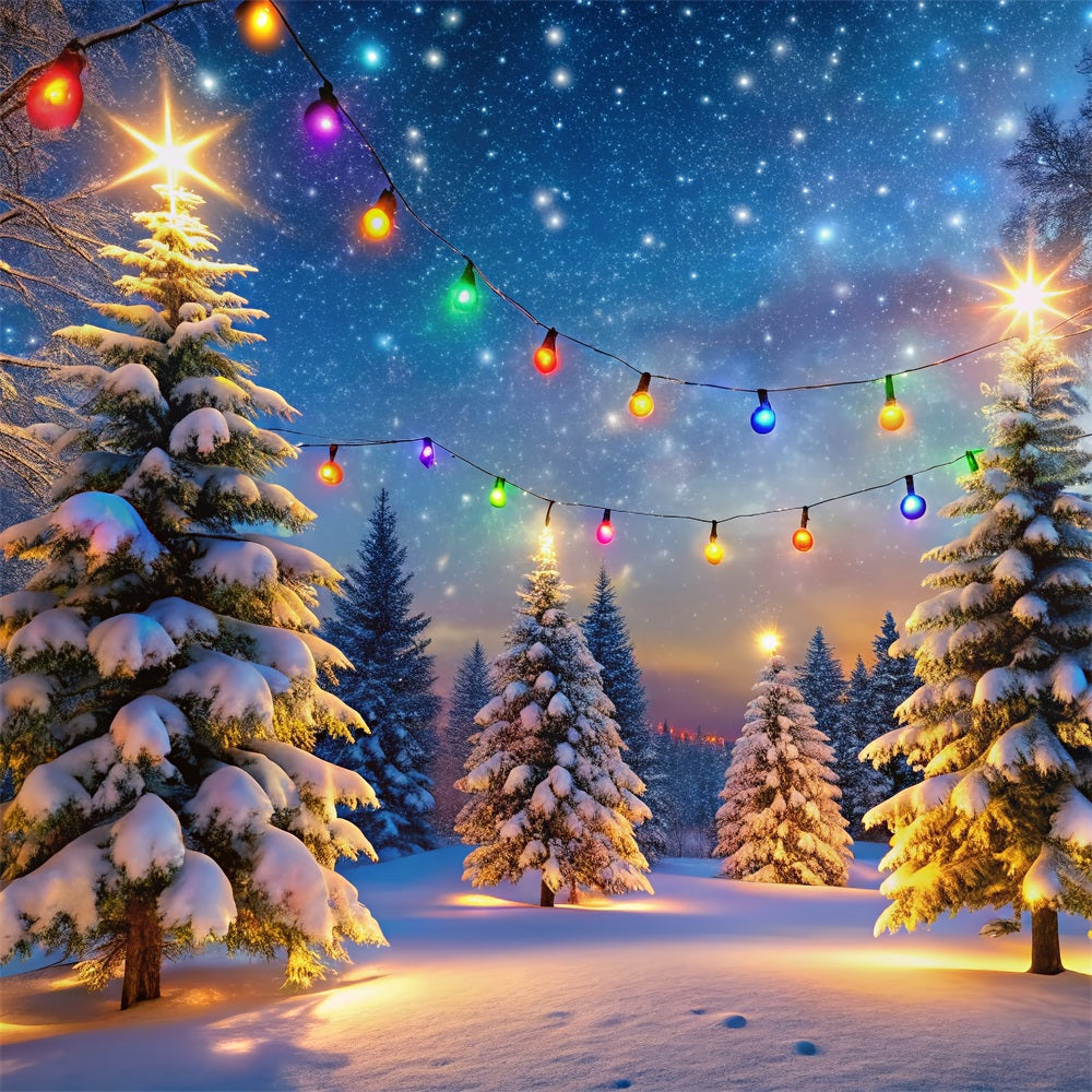 Scene Di Sfondo Invernale Luci Colorate Sfondo Di Alberi Innevati BRP11-485