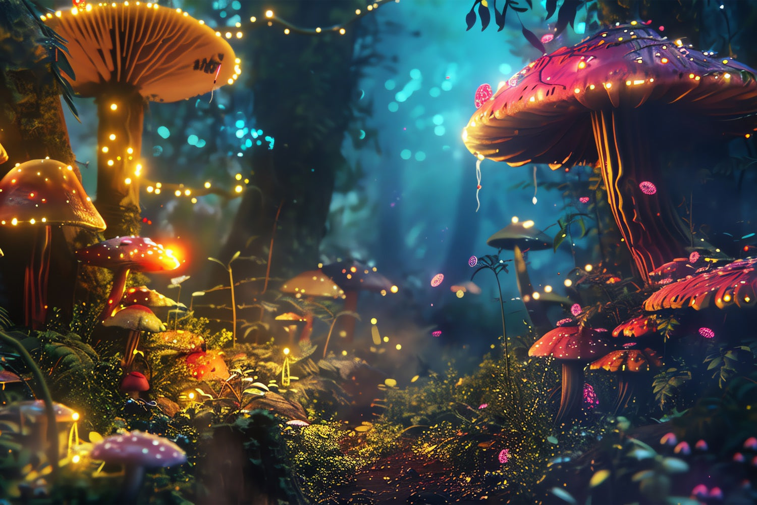 Sfondo Primaverile Fotografia Sfondo Luminoso Della Foresta Di Funghi BRP11-509