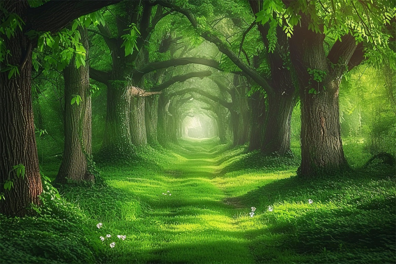 Fondali Per Foto Primaverili Tunnel Per Alberi Sentiero Forestale Sfondo BRP11-515