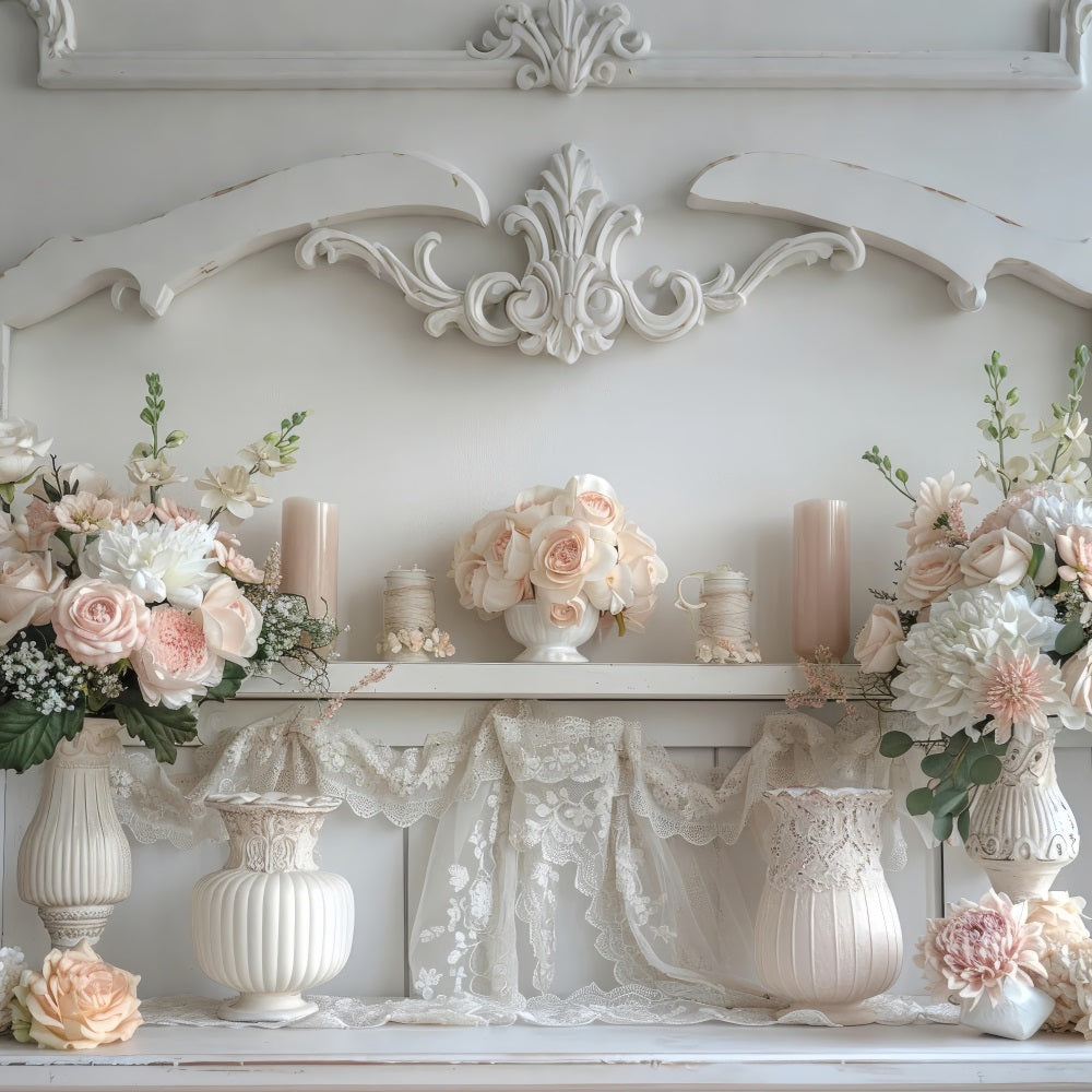 Fondali Fotografici Sfondo Con Disposizione Di Pizzo Floreale Primaverile BRP11-525