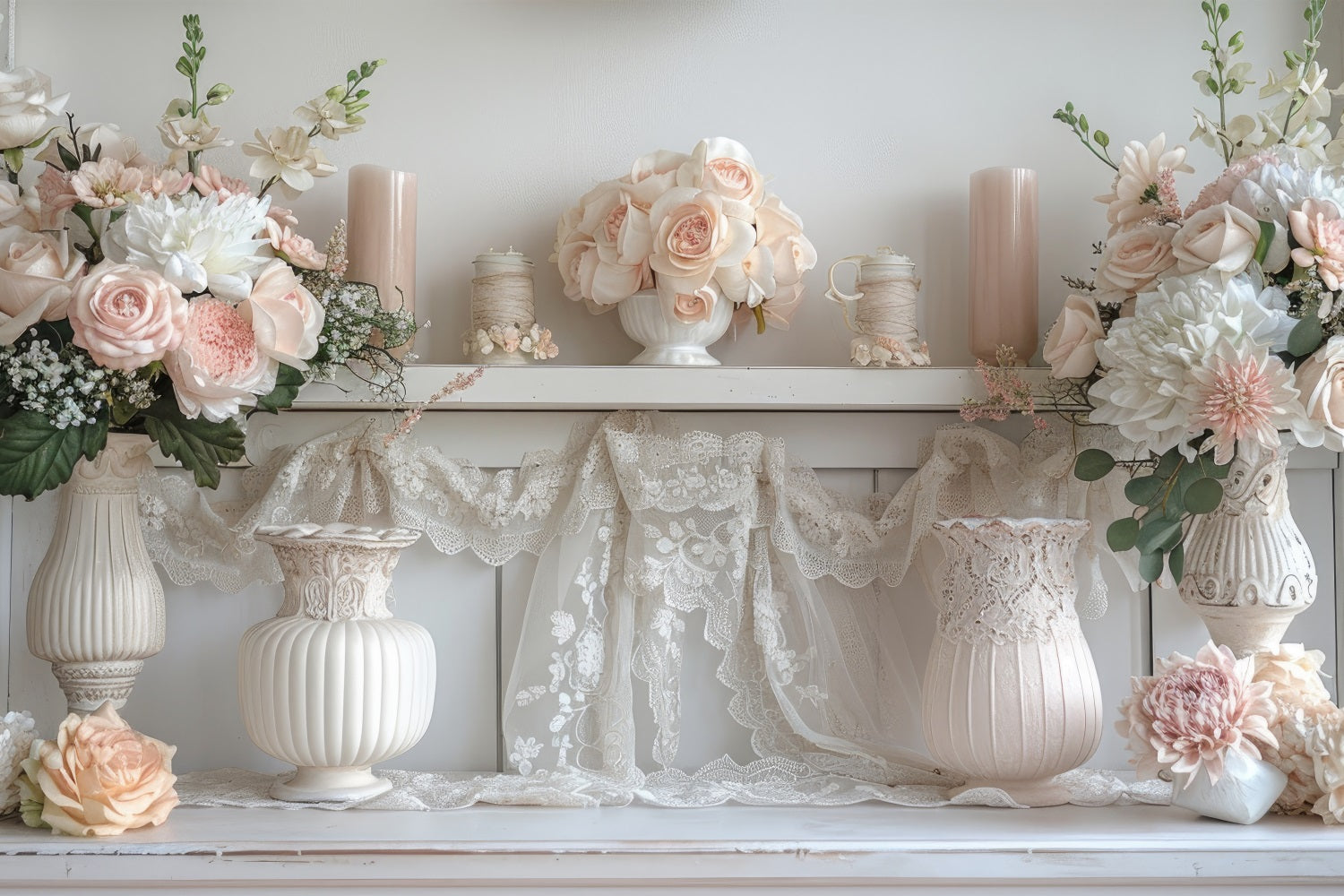 Fondali Fotografici Sfondo Con Disposizione Di Pizzo Floreale Primaverile BRP11-525