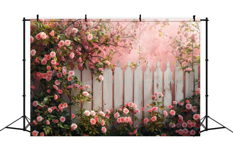 Idee Per Lo Sfondo Primaverile Recinzione Floreale Sfondo Di Fiori Rosa BRP11-527