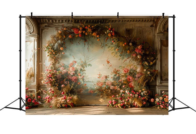 Sfondo A Tema Primaverile Per Camera Con Decorazioni Di Rose E Viti BRP11-550