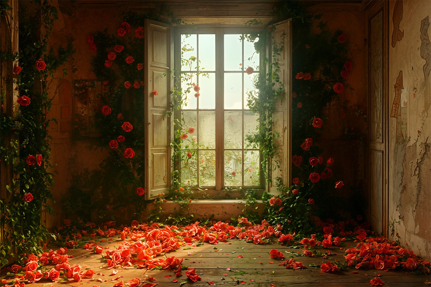 Idee Per Sfondi Vintage Sfondo Floreale Con Vista Sulla Finestra BRP11-555