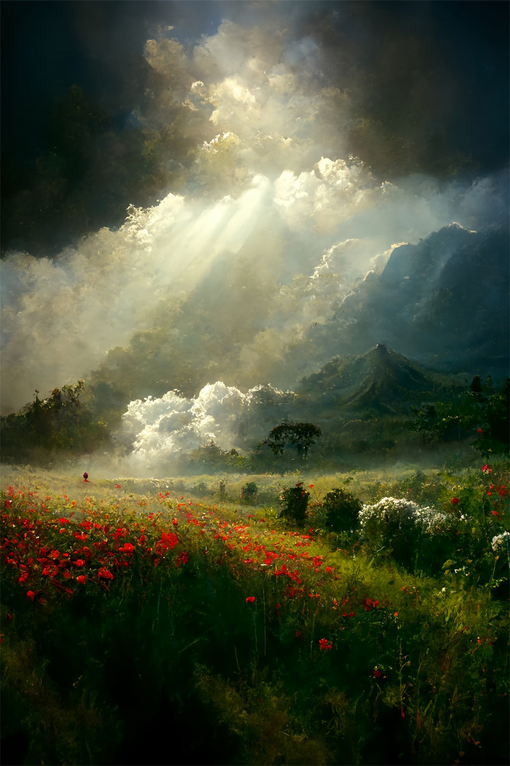 Fondali Vintage Paesaggio Maestoso Fondale Con Fascio Di Luce Celeste BRP11-564