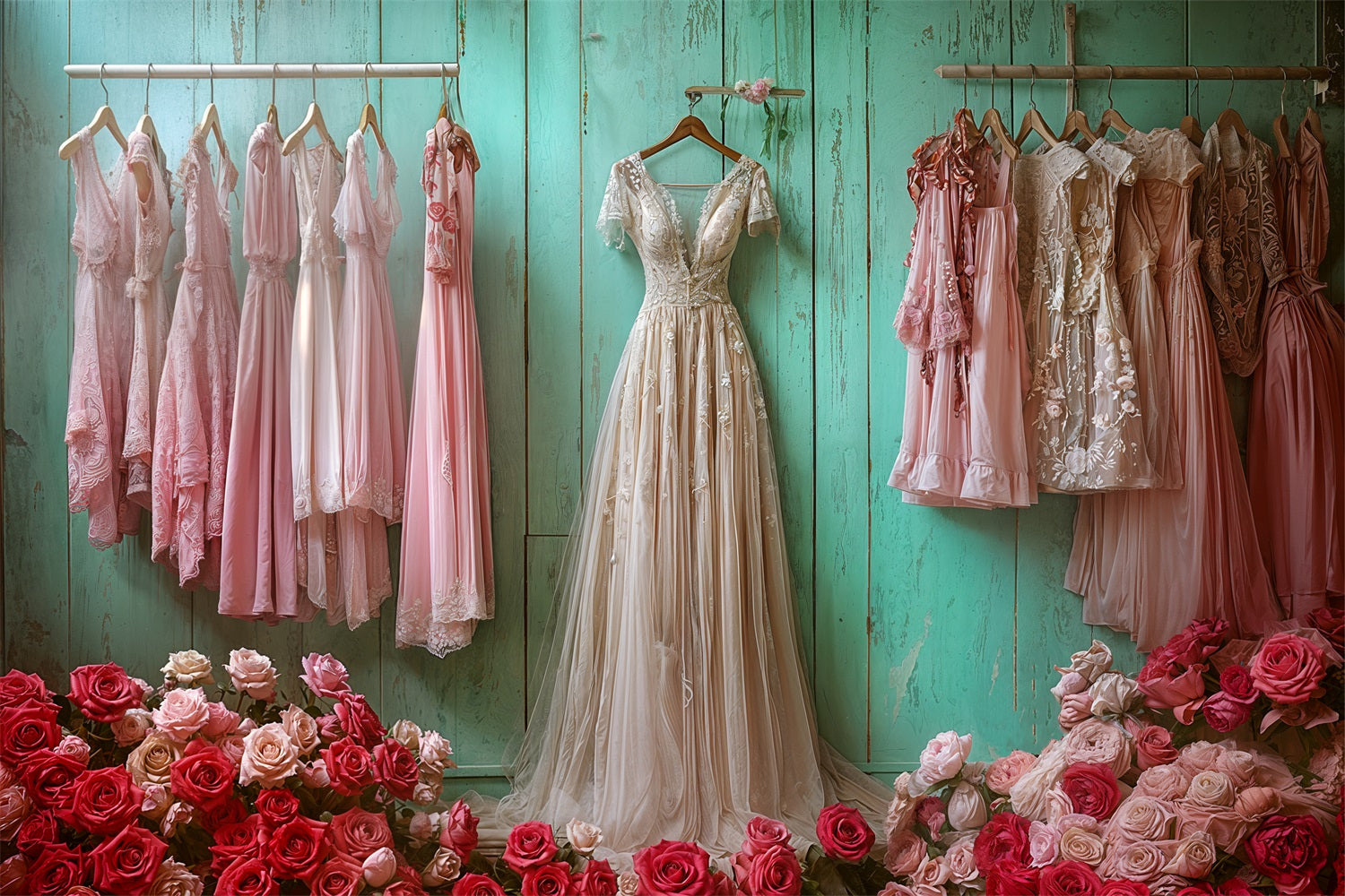 Sfondo Vintage Abito Con Decorazioni Floreali Sfondo Di Abiti Rosa BRP11-568