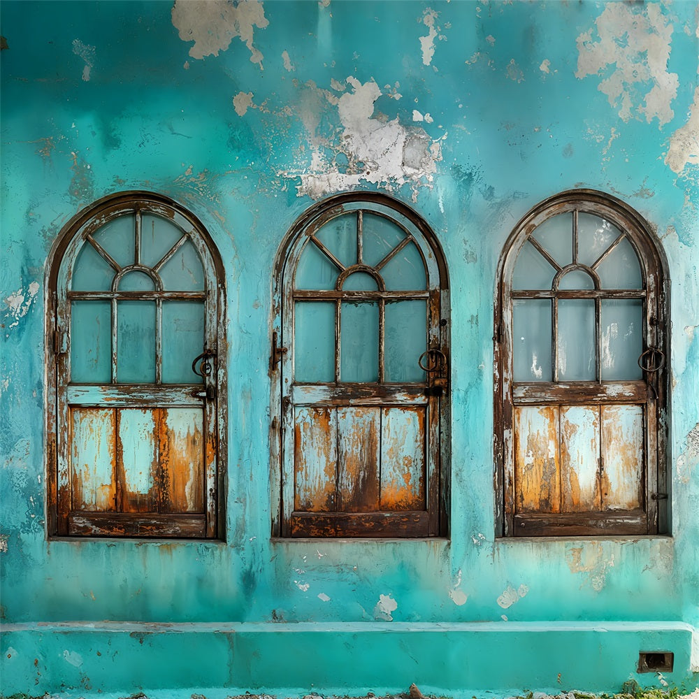Fondali Per Foto Vintage Porte Sbiadite Sfondo Da Parete retro Verde Acqua BRP11-589