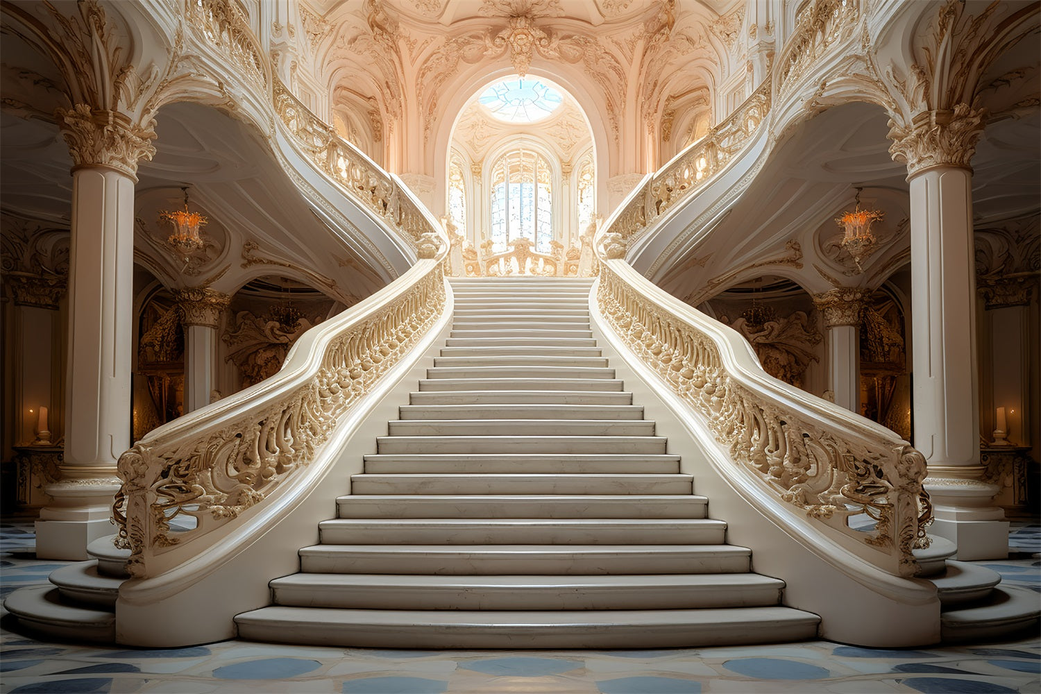 Fondali Scalinata Vintage Intricati Intagli Sullo Sfondo BRP11-598