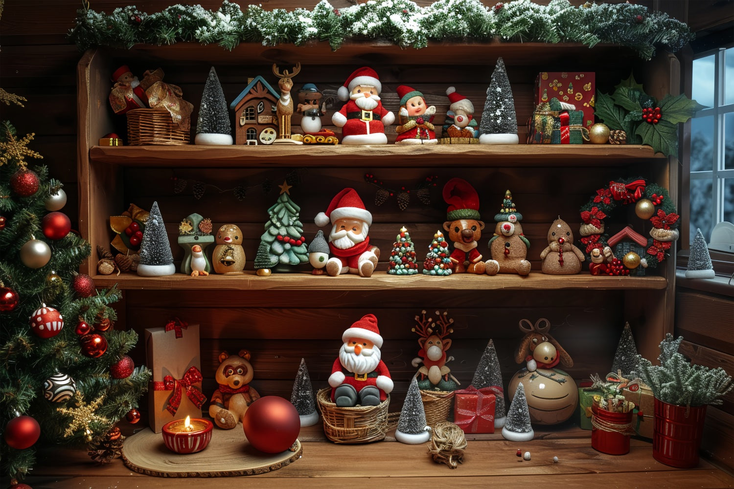 Sfondo Fotografico Natalizio Sfondo Della Confezione Regalo Del Laboratorio Di Babbo Natale Joy BRP11-75