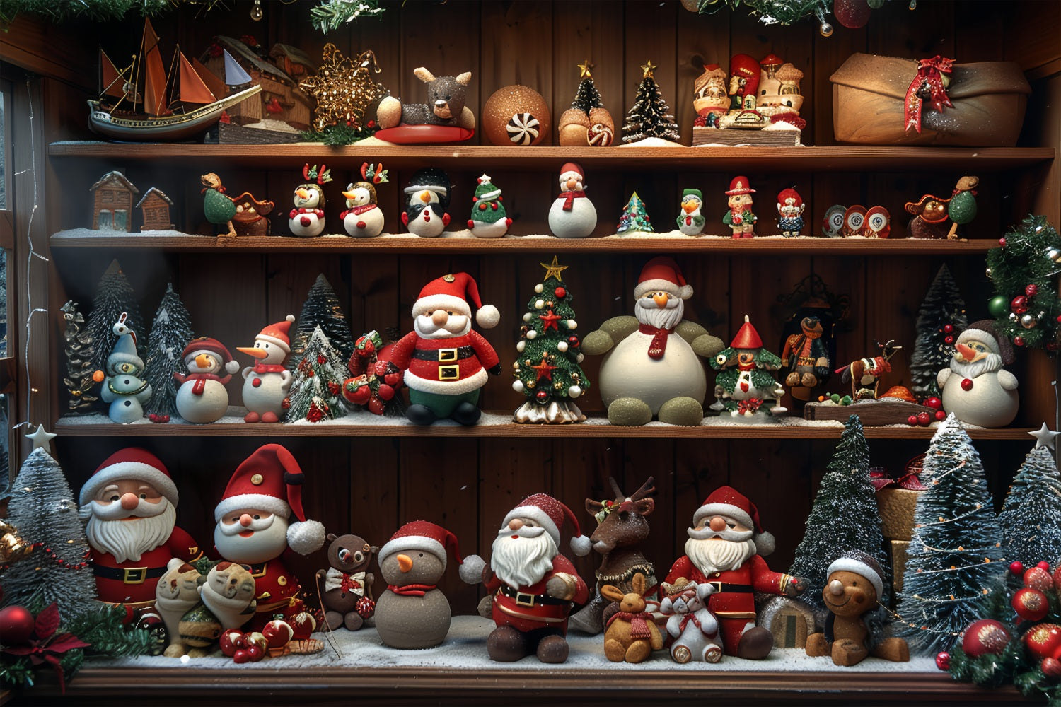 Sfondo Fotografico Natalizio Sfondo Di Celebrazione Gioiosa Del Laboratorio Di Babbo Natale BRP11-78