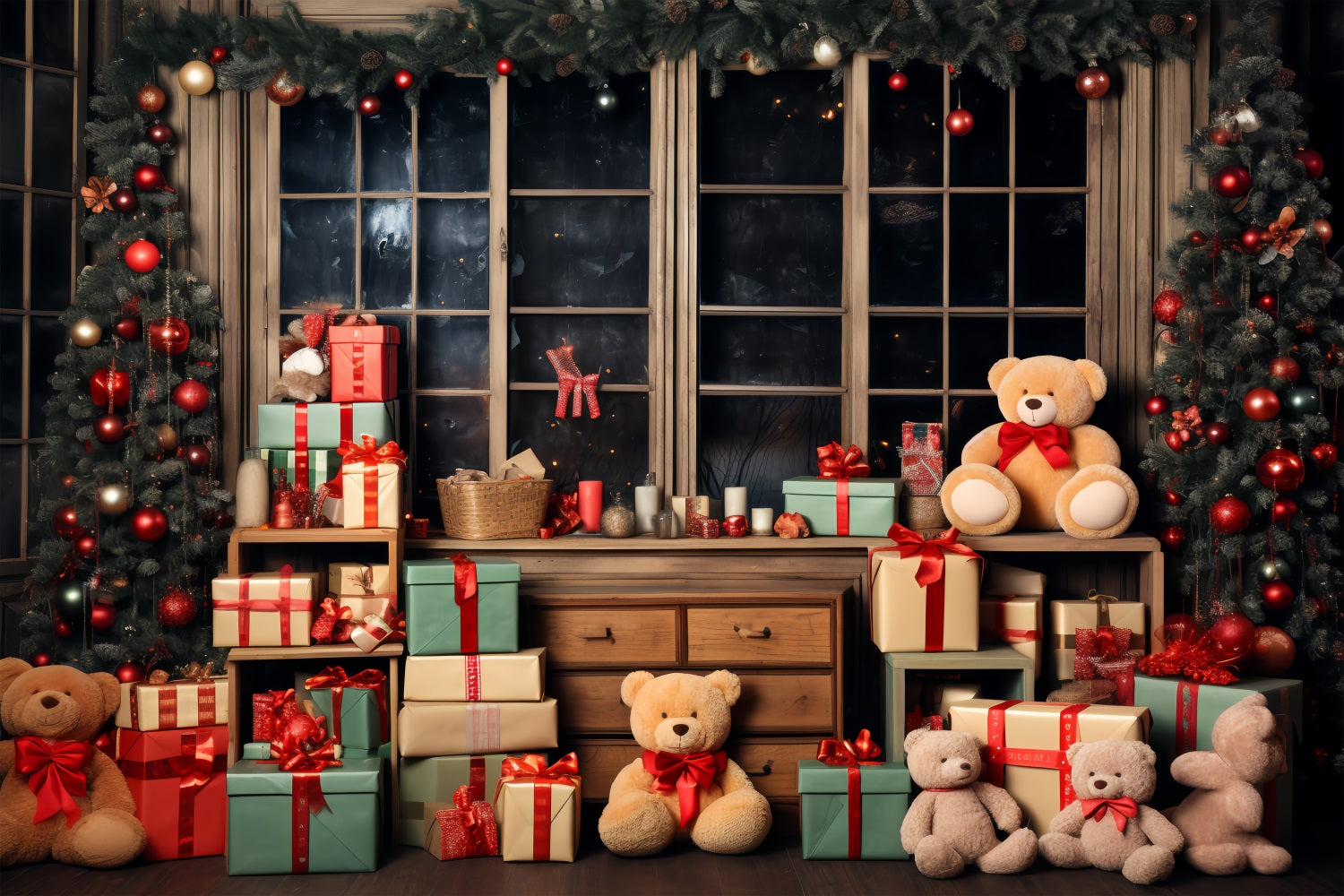 Fondali Natalizi Sfondo Dei Regali Incantati Del Laboratorio Di Babbo Natale BRP11-80