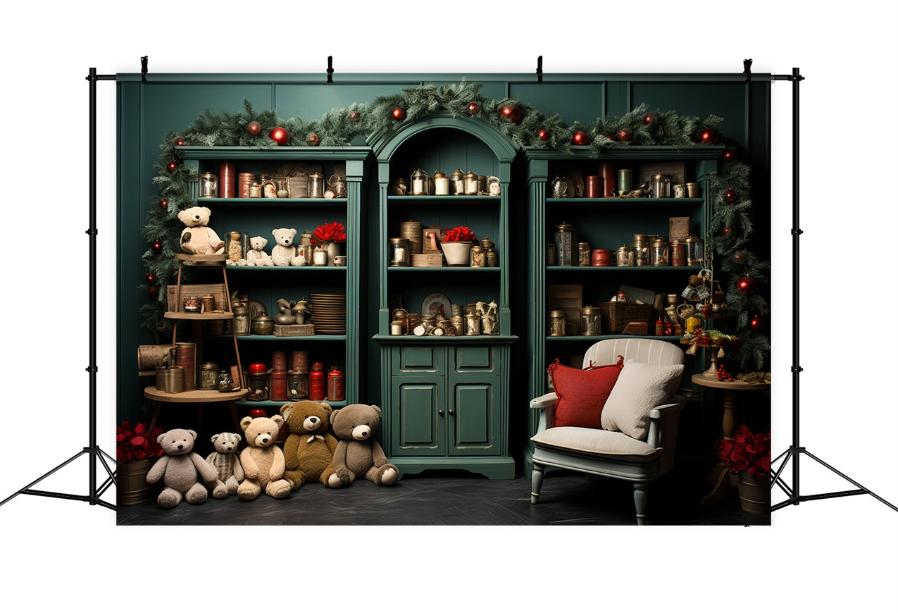 Fondali Natalizi Laboratorio Di Babbo Natale Adorabili Compagni Di Peluche Sfondo BRP11-90