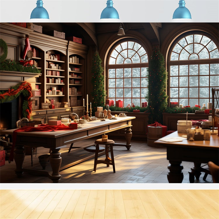 Fondali Fotografici Natalizi Sfondo Per La Creazione Di Regali Del Laboratorio Di Babbo Natale BRP11-94