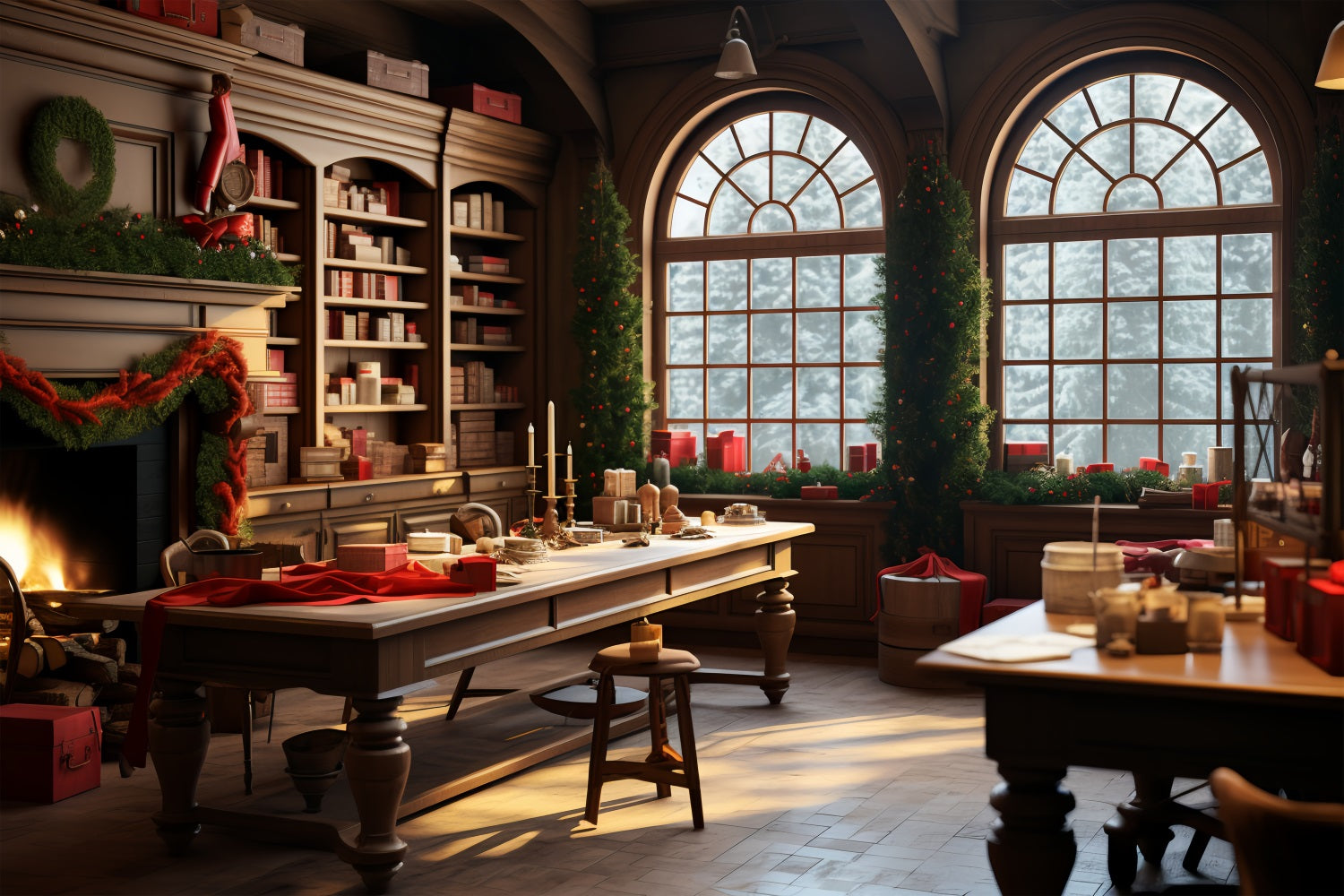 Fondali Fotografici Natalizi Sfondo Per La Creazione Di Regali Del Laboratorio Di Babbo Natale BRP11-94