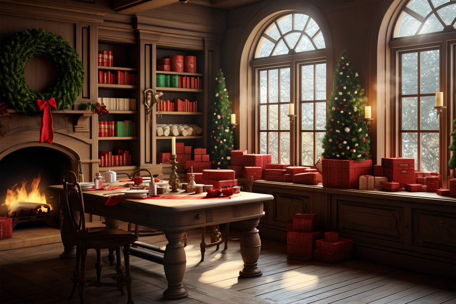 Fondali Per Lo Sfondo Di Preparazione Dei Regali Del Laboratorio Di Babbo Natale BRP11-95