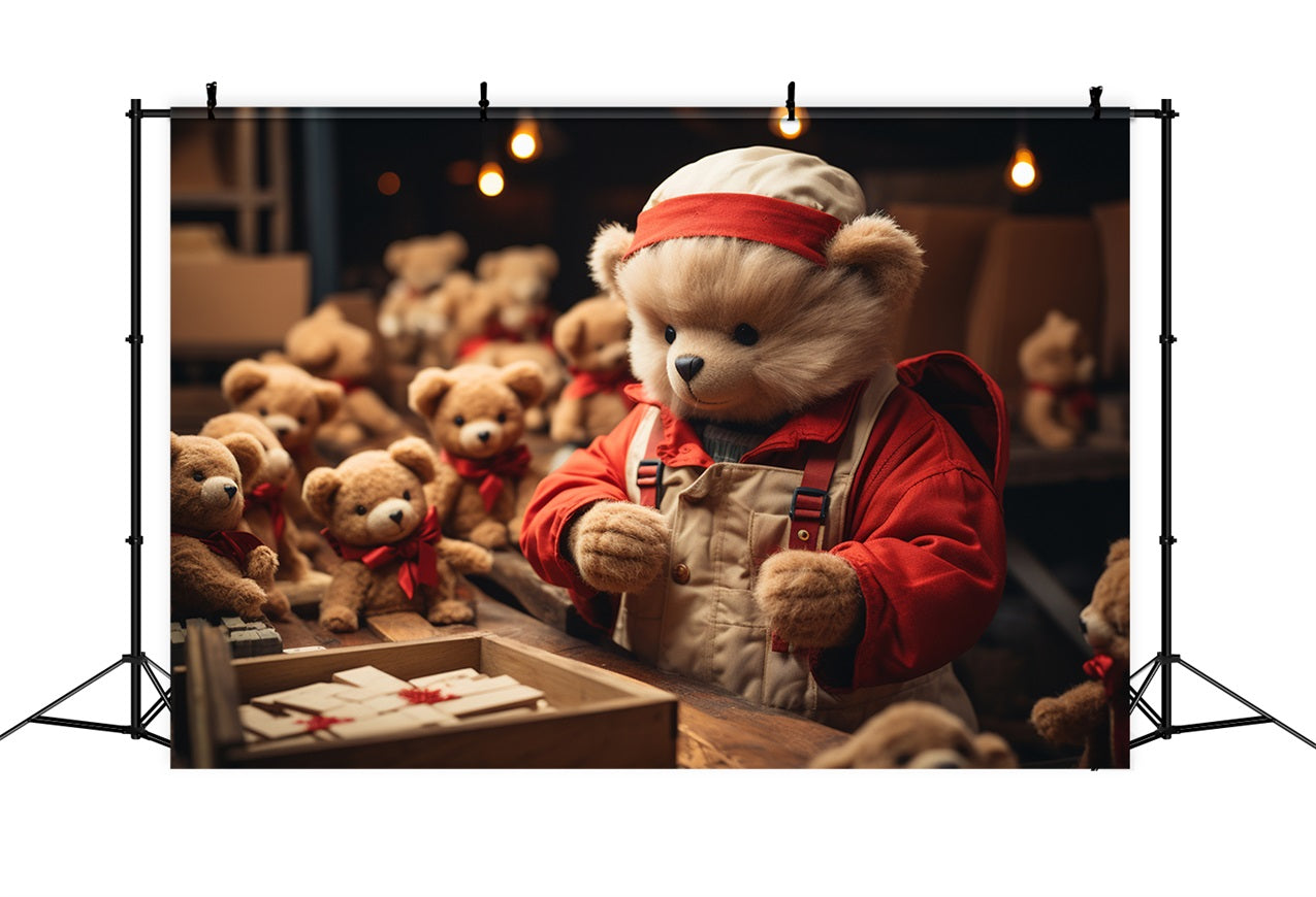 Fondali Natalizi Fondale Della Fabbrica Degli Elfi Degli Orsi Del Laboratorio Di Babbo Natale BRP11-99