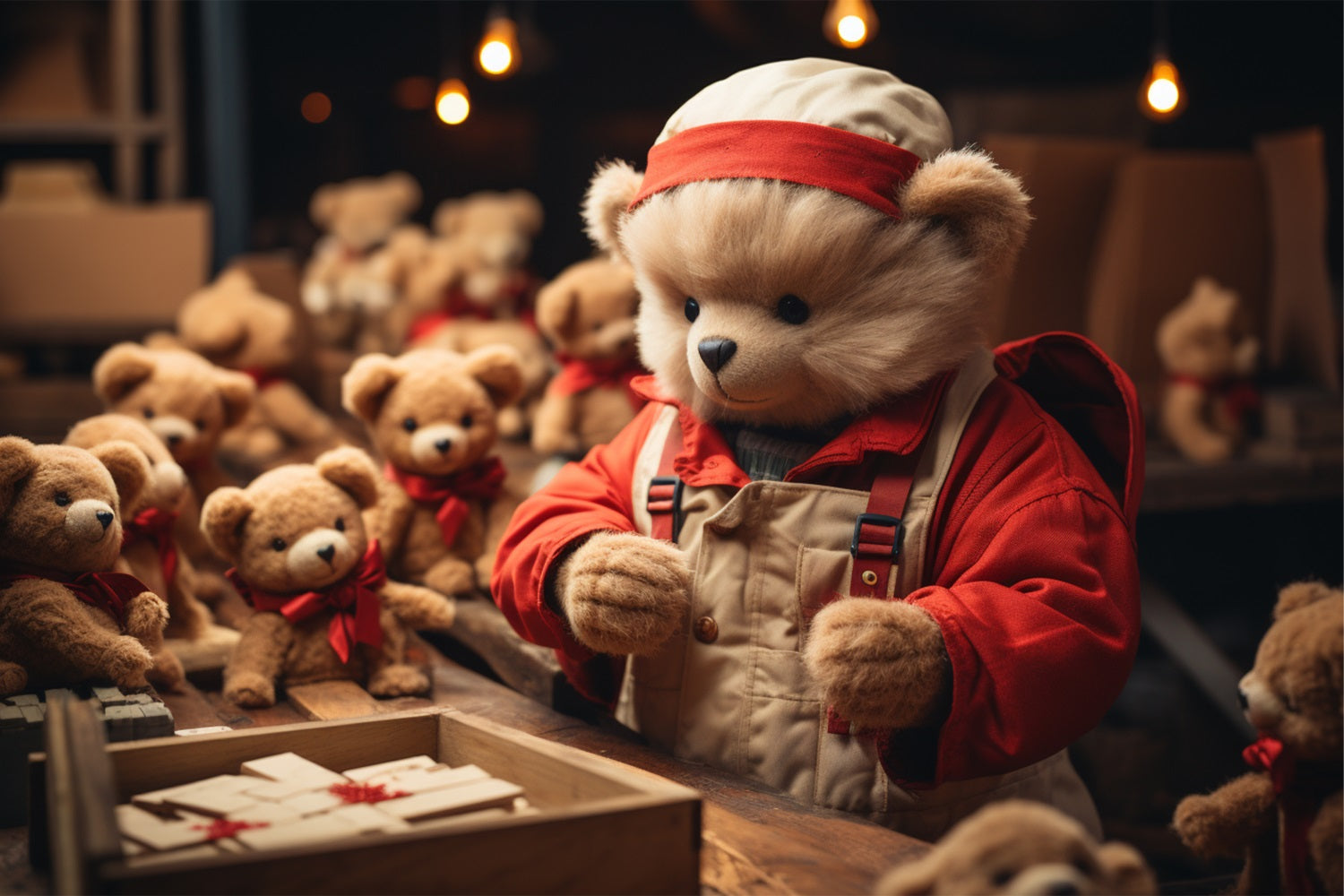 Fondali Natalizi Fondale Della Fabbrica Degli Elfi Degli Orsi Del Laboratorio Di Babbo Natale BRP11-99