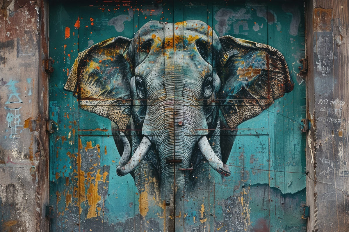 Sfondo Graffiti Fotografia Realistico Elefante Murale Sfondo BRP12-130