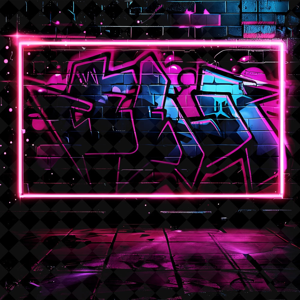 Sfondo Muro Di Graffiti Abbagliante Sfondo Con Cornice Artistica Al Neon BRP12-133