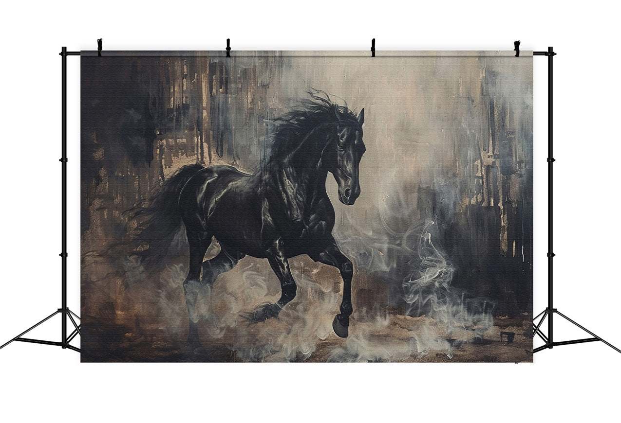 Fondali Fotografia Graffiti Art Black Horse Smoke Fondale BRP12-138