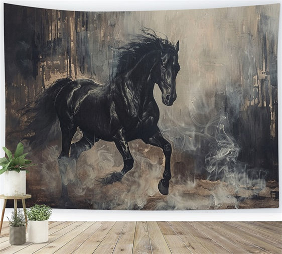 Fondali Fotografia Graffiti Art Black Horse Smoke Fondale BRP12-138