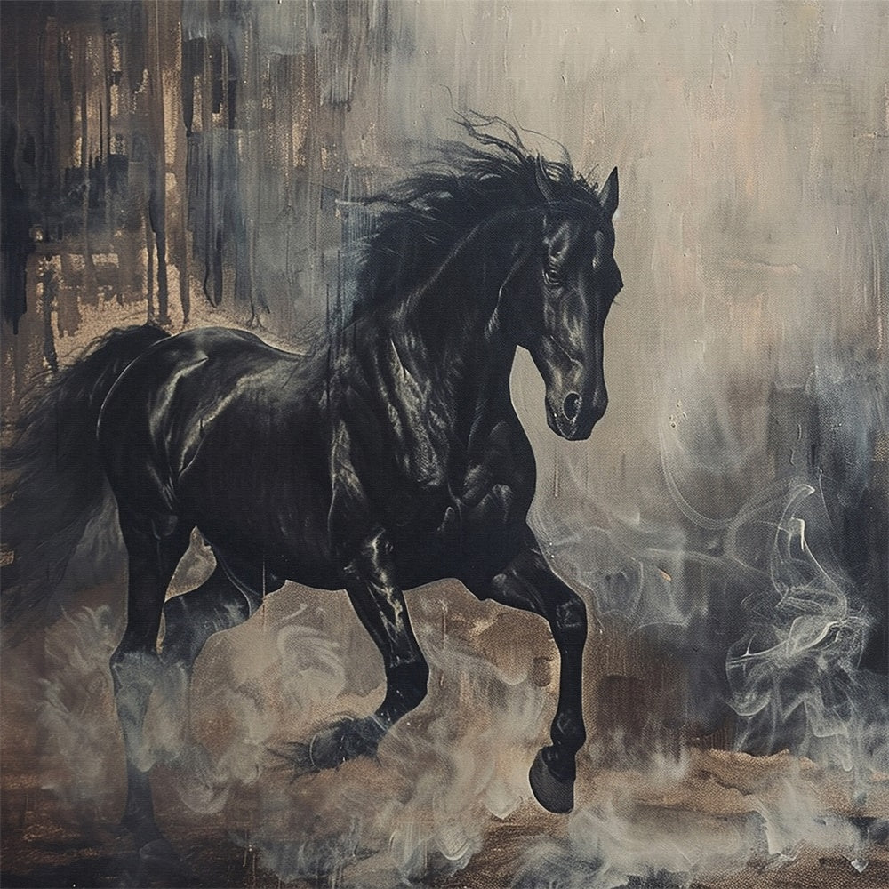 Fondali Fotografia Graffiti Art Black Horse Smoke Fondale BRP12-138