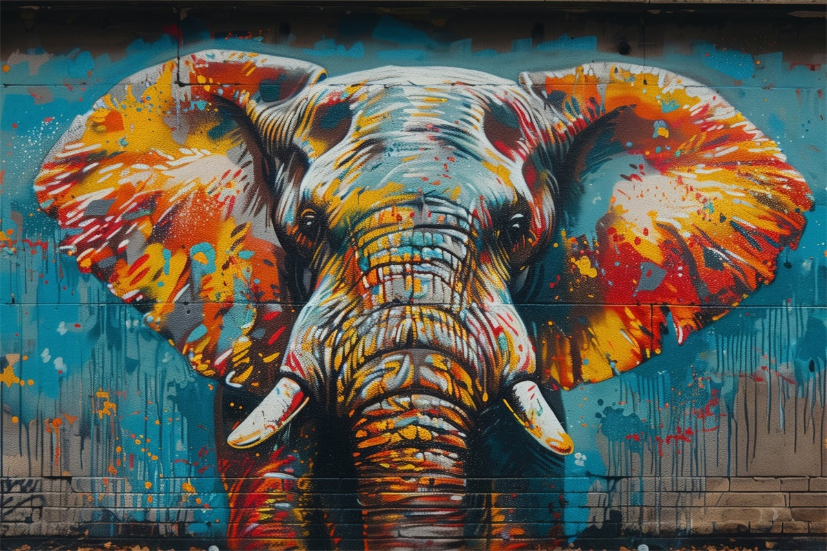 Sfondo Di Muro Di Mattoni Di Graffiti Sfondo Artistico Di Pittura Di Elefante BRP12-142