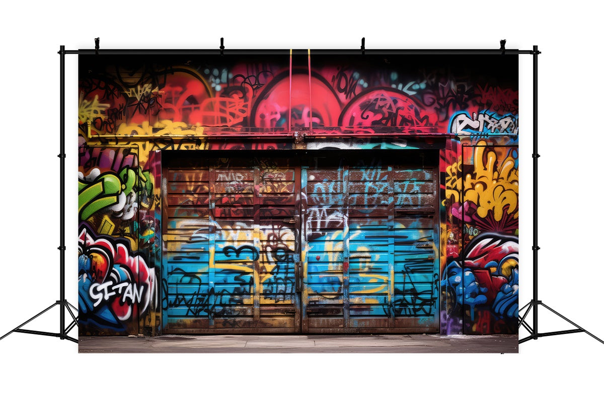 Sfondo Muro Di Graffiti Sfondo Vibrante Fotografia Porta Del Garage BRP12-148