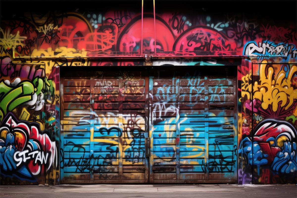 Sfondo Muro Di Graffiti Sfondo Vibrante Fotografia Porta Del Garage BRP12-148