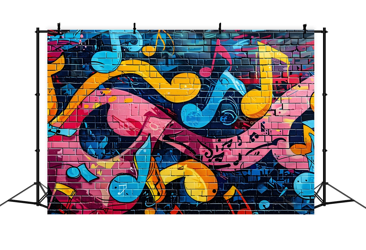 Sfondo Muro Di Graffiti Nota Musicale Colore Mattone Sfondo BRP12-156