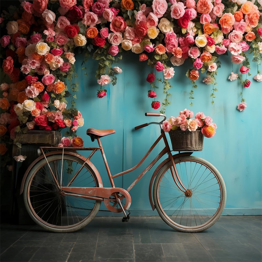 Servizio Fotografico Sfondo Di San Valentino Bicicletta In Fiore Sfondo Floreale Da Parete BRP12-181