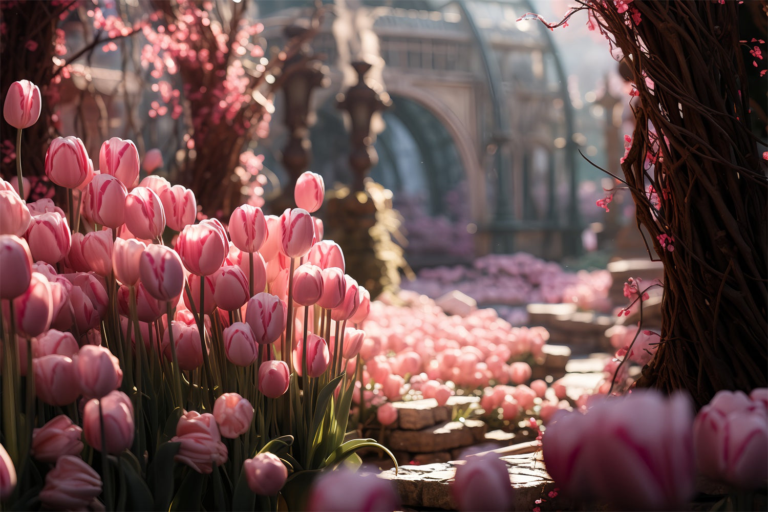 Idee Per Lo Sfondo Di San Valentino Sfondo Del Giardino Dei Tulipani Primaverili BRP12-185