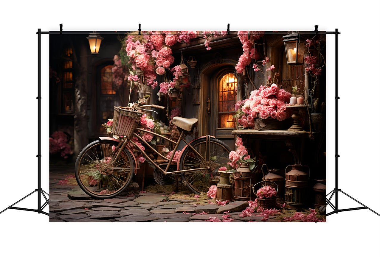 Fondali Di San Valentino Bicicletta In Fiore Rose Decorazioni Sfondo BRP12-189