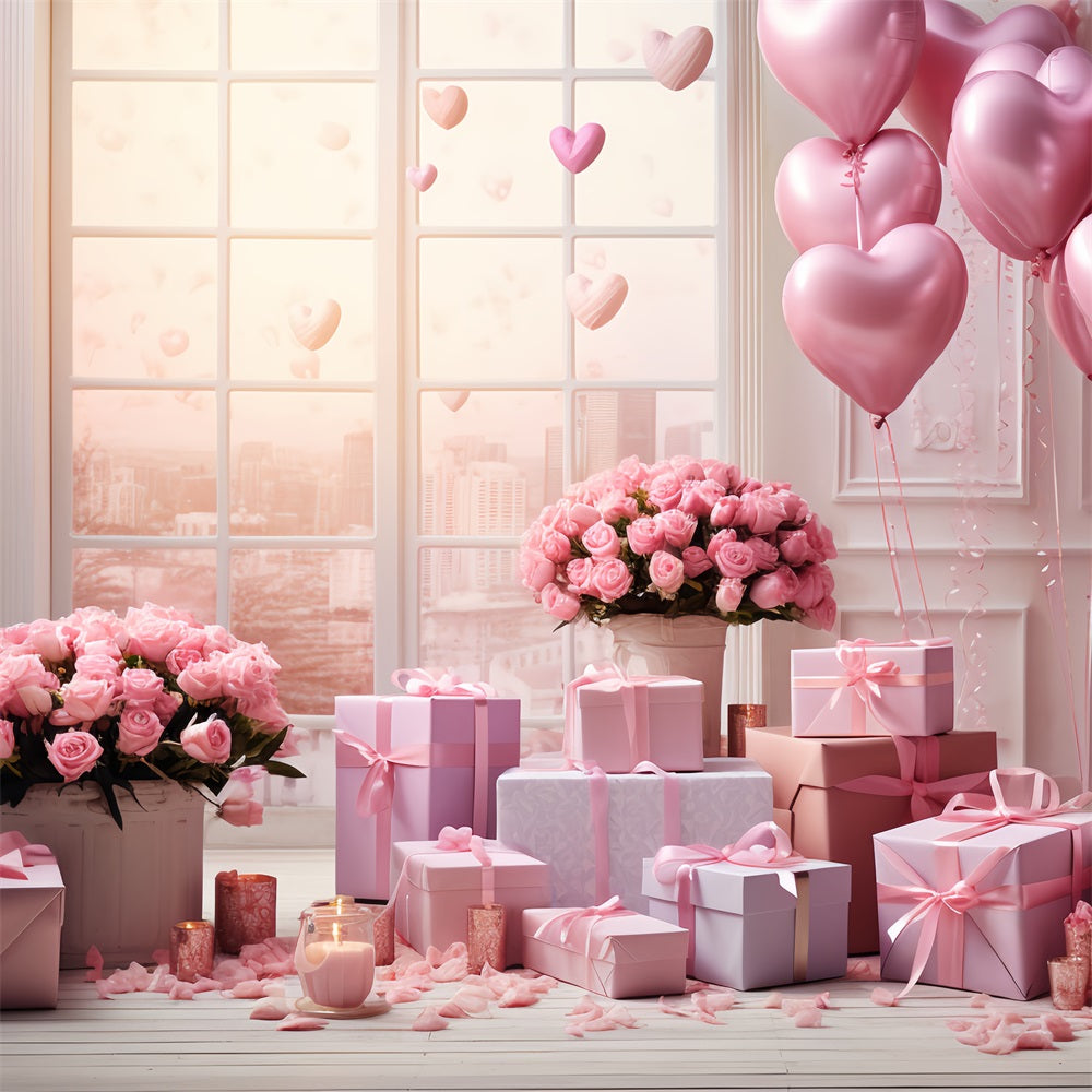 Idee Per Lo Sfondo Di San Valentino Cuore Palloncino Rosa Celebrazione Finestra Sfondo BRP12-193