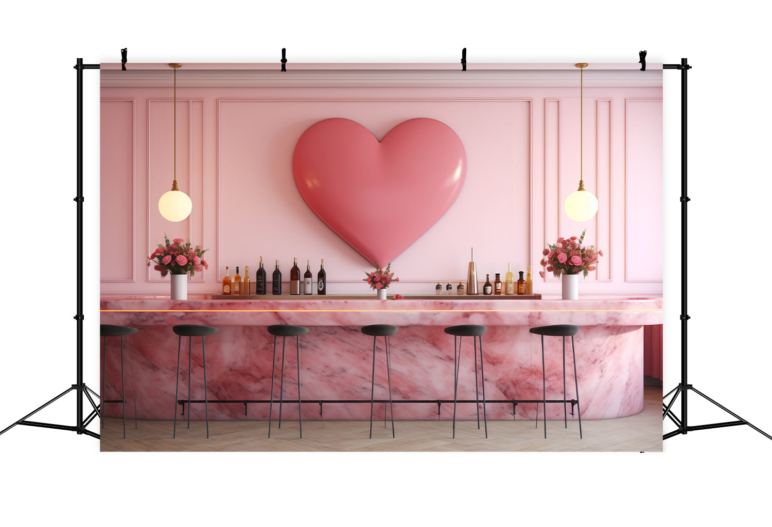 Fondali Fotografici Di San Valentino Sfondo Scena Bar Con Cuore Rosa BRP12-198