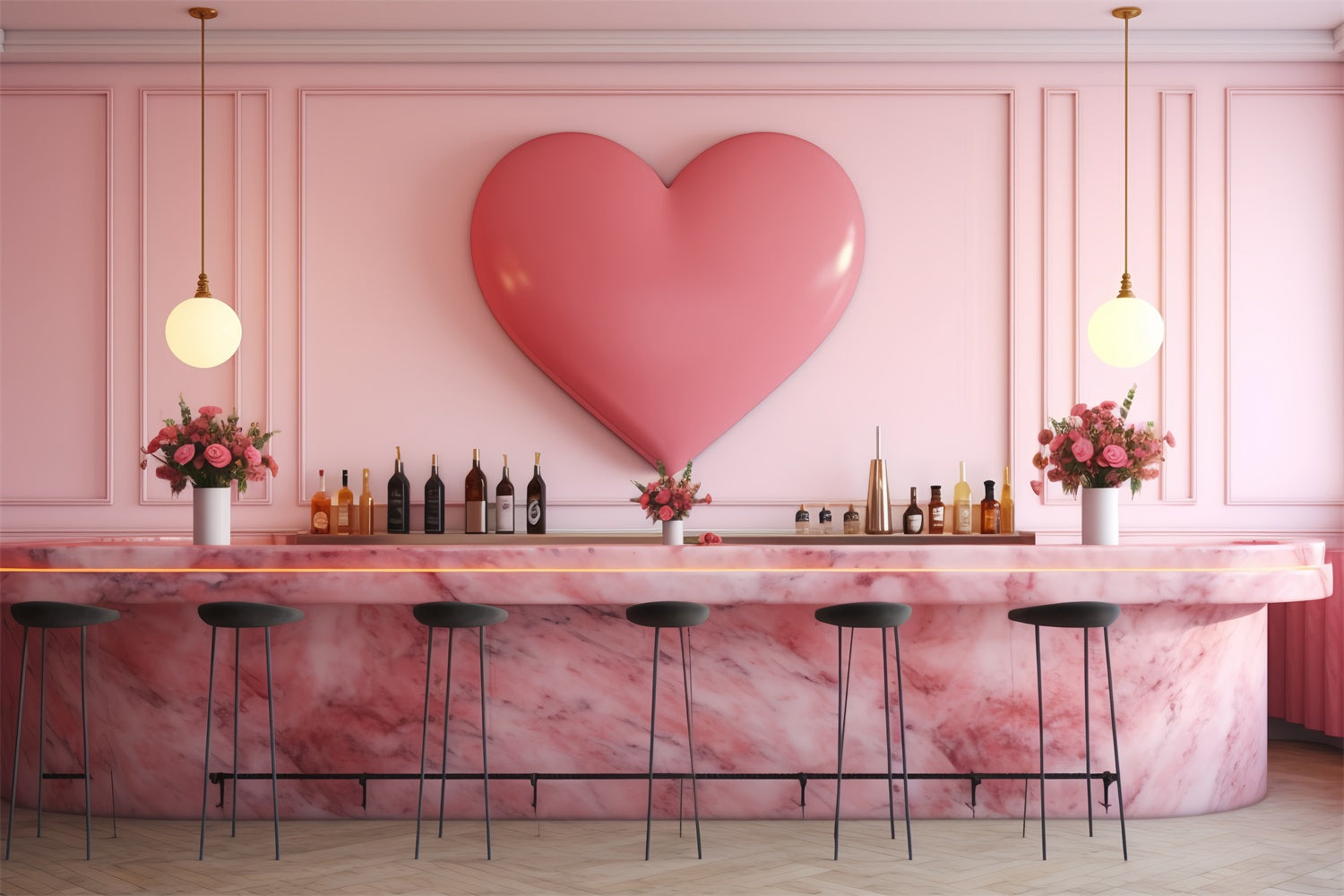 Fondali Fotografici Di San Valentino Sfondo Scena Bar Con Cuore Rosa BRP12-198