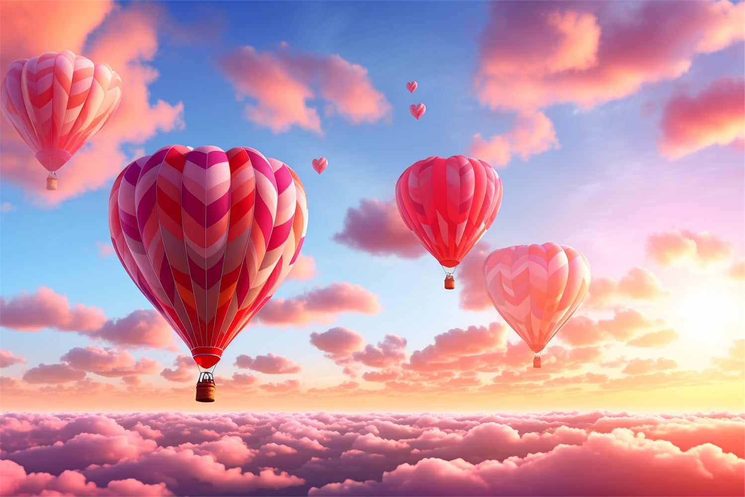 Fondali Fotografici Per San Valentino Sfondo Con Mongolfiere E Cielo BRP12-203