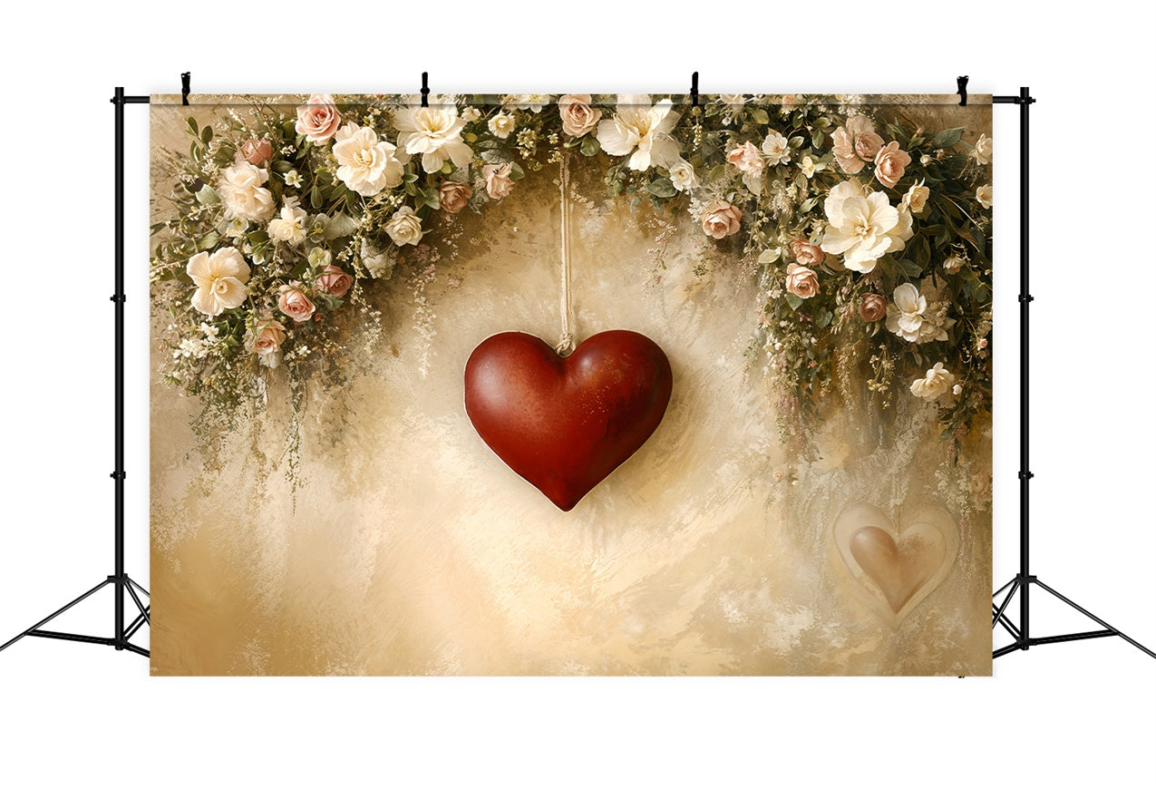 Fondali Di San Valentino Cuore Rosso Appeso Sfondo Eleganza Floreale BRP12-220