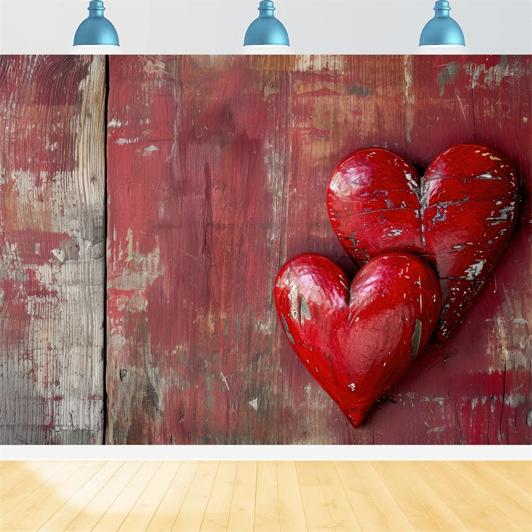 Sfondo Di San Valentino Con Tavole Di Legno Invecchiate Cuori Vintage Sfondo BRP12-230