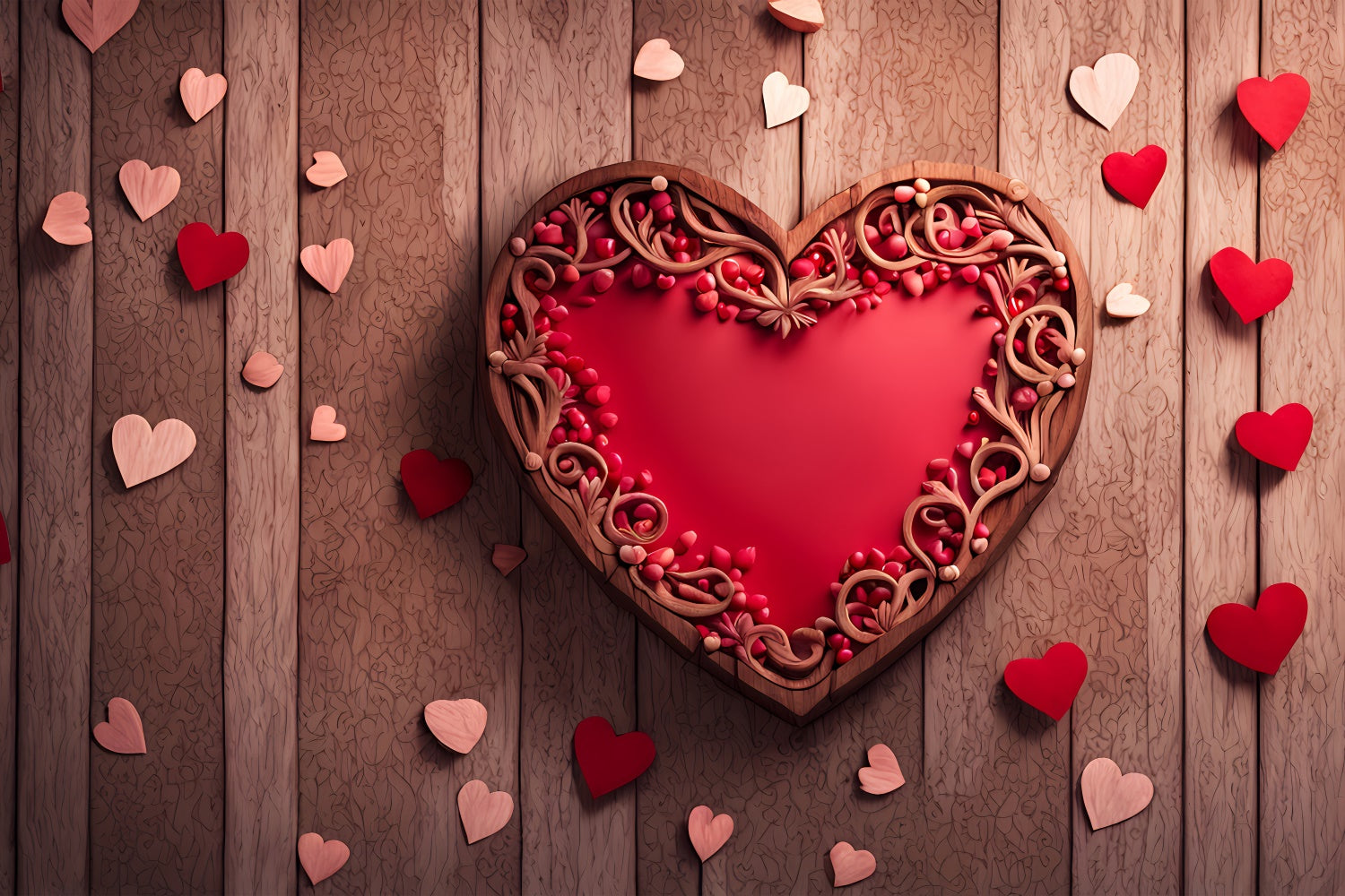 Fondali San Valentino Romantico Cuore Intagliato Sfondo Da Parete In Legno BRP12-231