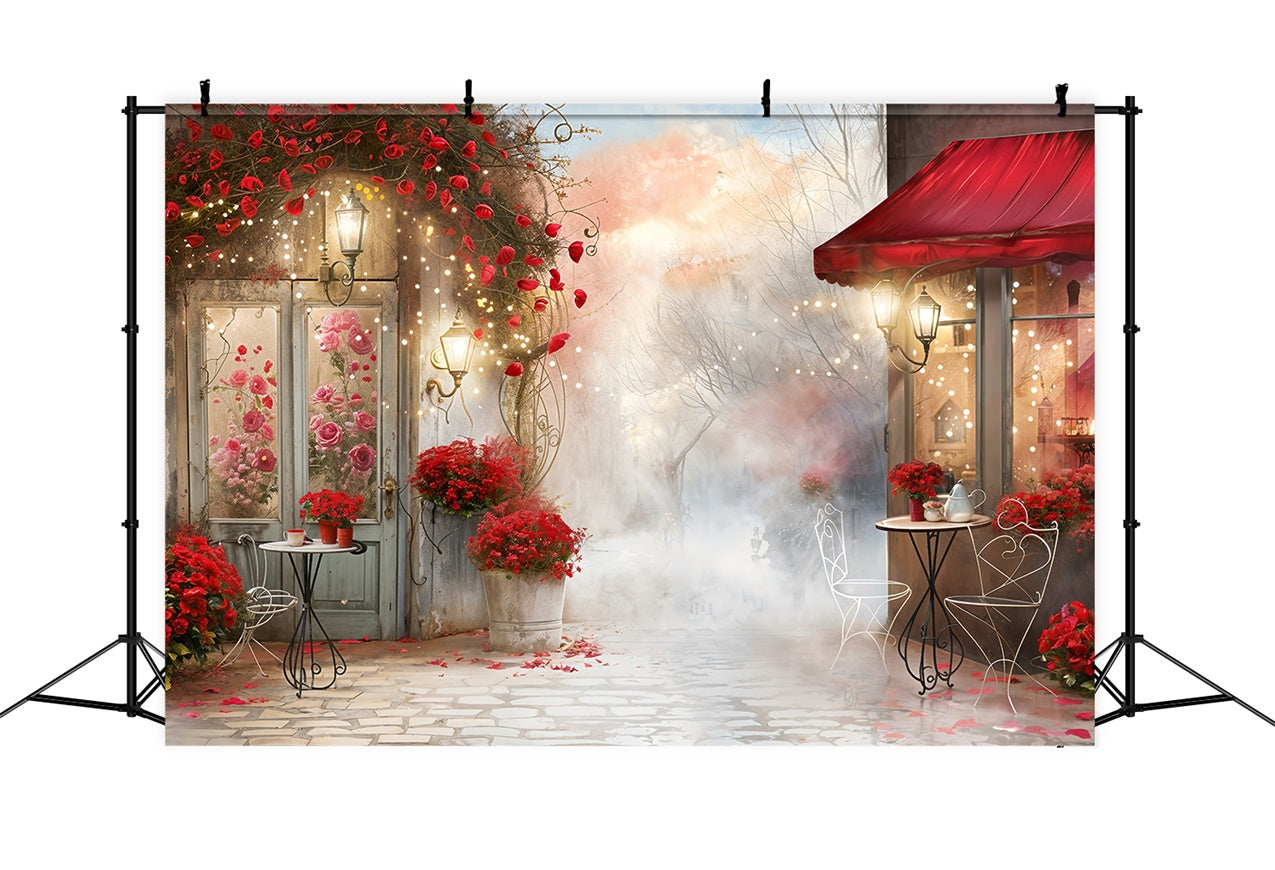 Fondali Di San Valentino Sfondo Romantico E Nebbioso Del Caffe Del Giardino Di San Valentino BRP12-234