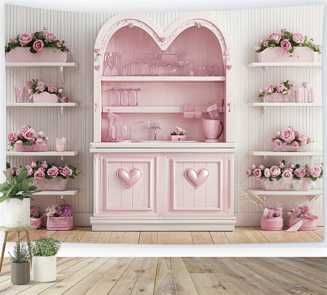 Sfondo Di San Valentino Sfondo Di Decorazioni Per La Cucina Con Rose Rosa BRP12-236