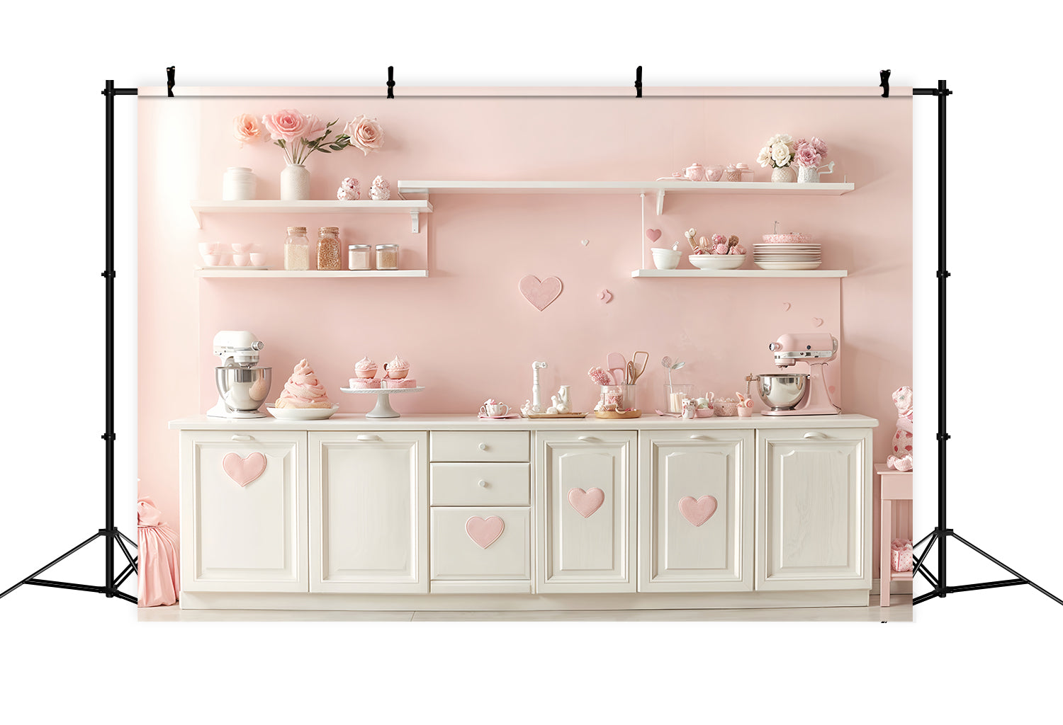 Idee Per Lo Sfondo Di San Valentino Sfondo Pastello Per Cucina Con Cuore Rosa BRP12-241