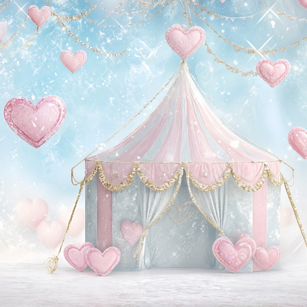 Fondali Di San Valentino Fotografia Tenda Rosa Glitter Cuore Sfondo BRP12-244