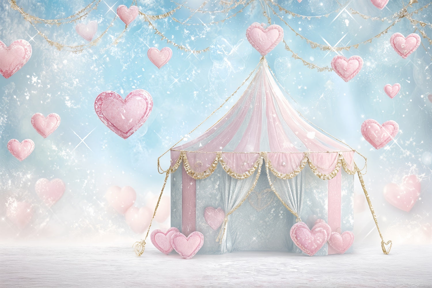 Fondali Di San Valentino Fotografia Tenda Rosa Glitter Cuore Sfondo BRP12-244