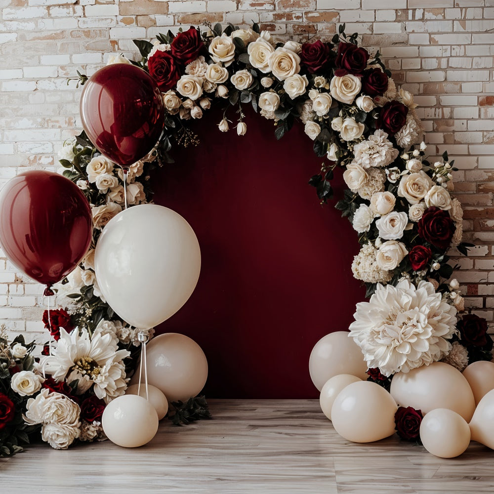 Sfondo Di Matrimonio Con Arco Floreale A Palloncino Di San Valentino BRP12-252