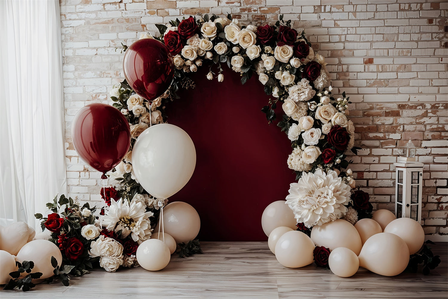 Sfondo Di Matrimonio Con Arco Floreale A Palloncino Di San Valentino BRP12-252