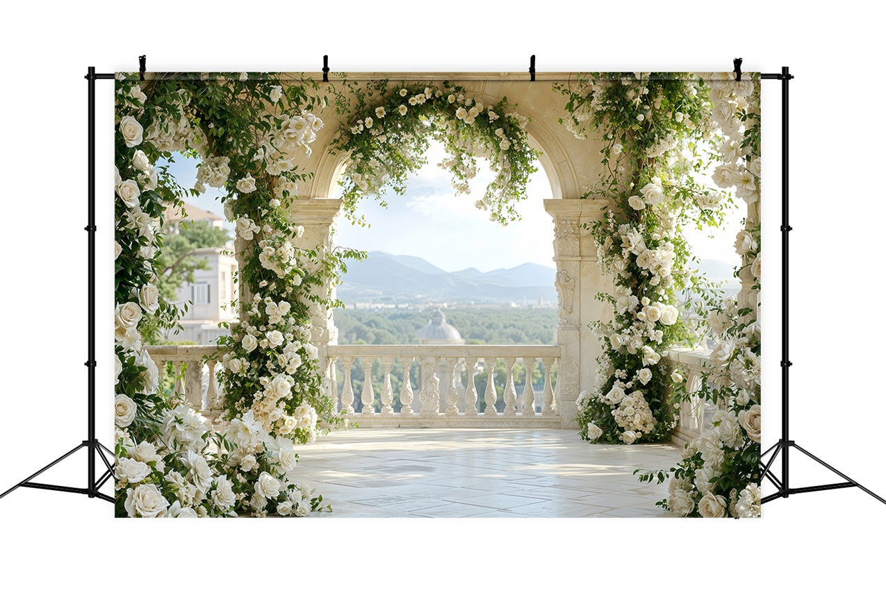 Fondali Di San Valentino Fondale Floreale Per Esterni Con Balcone Ad Arco BRP12-265